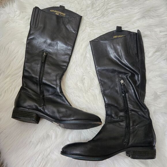 ARTURO CHIANG Black Leather Knee High Riding Boots Women's Size 9.5M - Picture 4 of 11